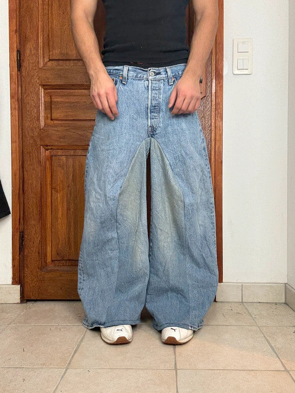 Pantalon baggy jean large skater Japanese balloon streetwear JNCO y2k vintage hip-hop 33US n•85