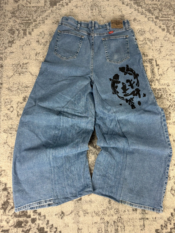 Pantalon baggy jean large skater Japanese balloon streetwear JNCO y2k vintage hip-hop 36US n•86