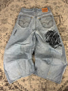 Pantalon baggy jean large skater Japanese balloon streetwear JNCO y2k vintage hip-hop 32US n•87