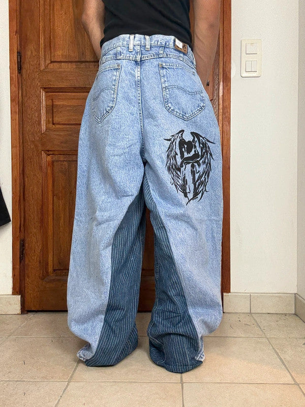 Pantalon baggy jean large skater Japanese balloon streetwear JNCO y2k vintage hip-hop M n•88