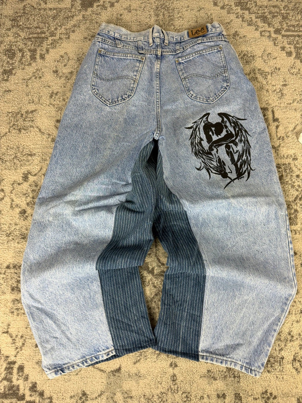 Pantalon baggy jean large skater Japanese balloon streetwear JNCO y2k vintage hip-hop M n•88