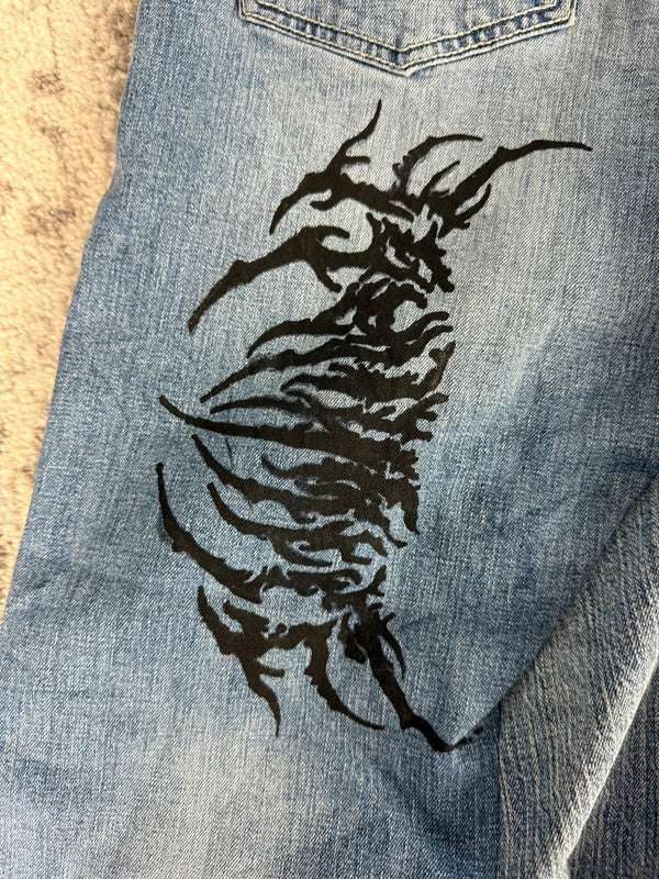 Pantalon baggy jean large skater Japanese balloon streetwear JNCO y2k vintage hip-hop 33US n•89