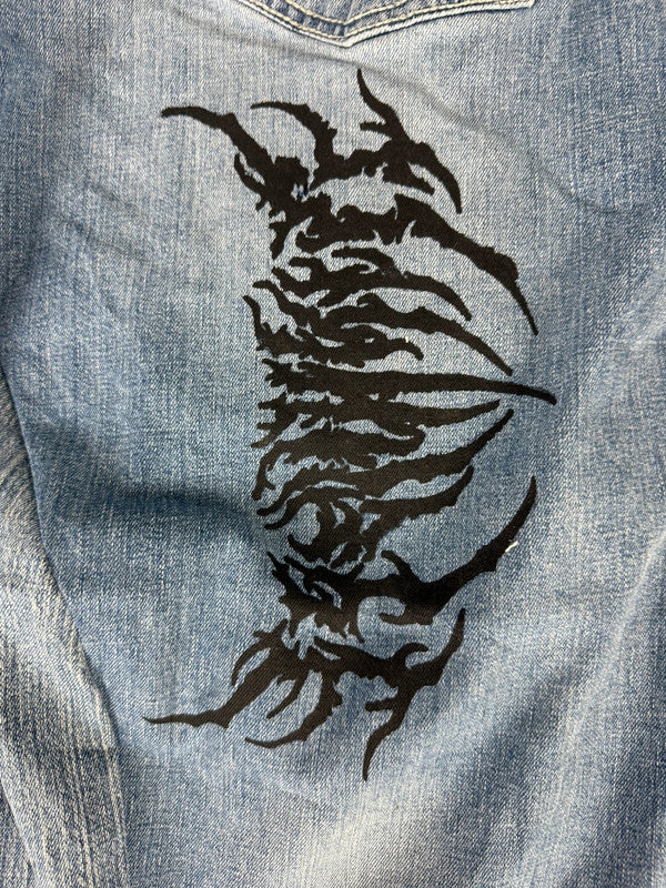 Pantalon baggy jean large skater Japanese balloon streetwear JNCO y2k vintage hip-hop 33US n•89