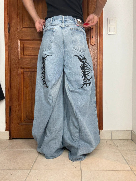 Pantalon baggy jean large skater Japanese balloon streetwear JNCO y2k vintage hip-hop 34US n•92