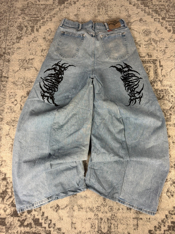 Pantalon baggy jean large skater Japanese balloon streetwear JNCO y2k vintage hip-hop 34US n•92