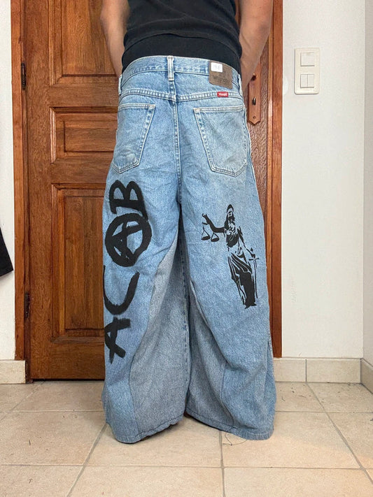Pantalon baggy jean large skater Japanese balloon streetwear JNCO y2k vintage hip-hop S n•93