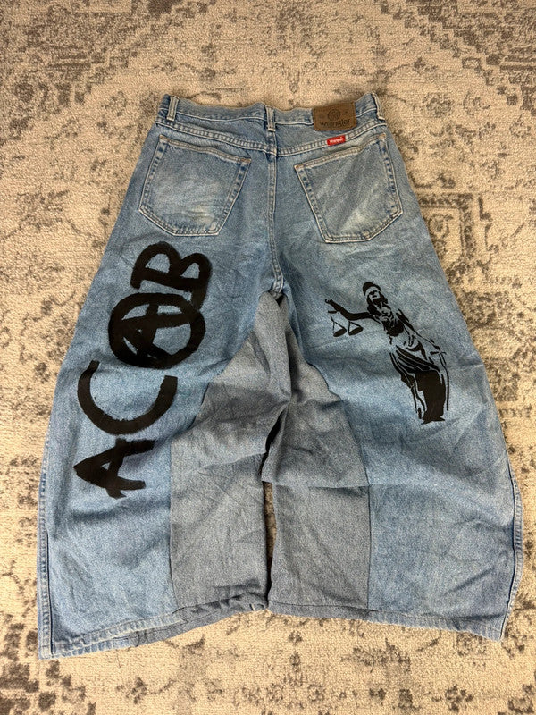 Pantalon baggy jean large skater Japanese balloon streetwear JNCO y2k vintage hip-hop S n•93