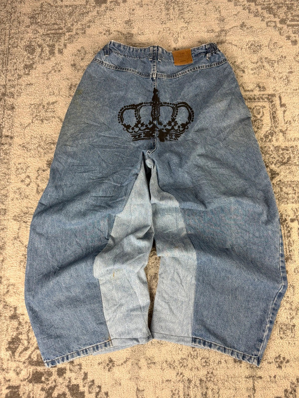 Pantalon baggy jean large skater Japanese balloon streetwear JNCO y2k vintage hip-hop L n•94