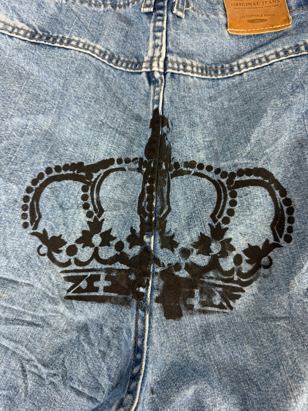 Pantalon baggy jean large skater Japanese balloon streetwear JNCO y2k vintage hip-hop L n•94