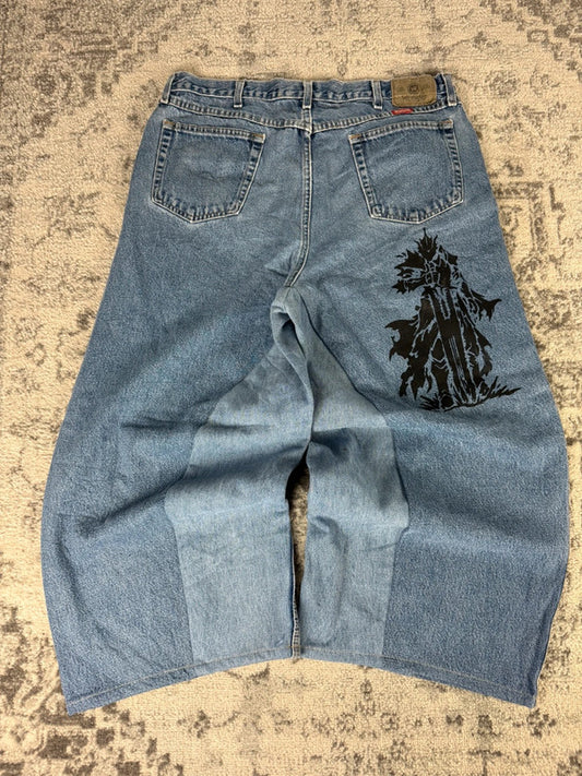 Pantalon baggy jean large skater Japanese balloon streetwear JNCO y2k vintage hip-hop XL n•97