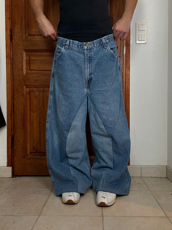 Pantalon baggy jean large skater Japanese balloon streetwear JNCO y2k vintage hip-hop XL n•97