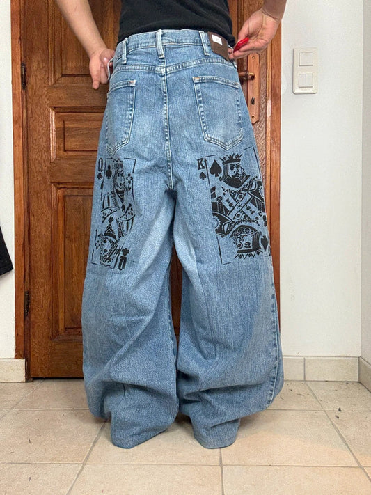 Pantalon baggy jean large skater Japanese balloon streetwear JNCO y2k vintage hip-hop 36US n•98