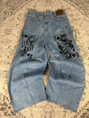 Pantalon baggy jean large skater Japanese balloon streetwear JNCO y2k vintage hip-hop 36US n•98