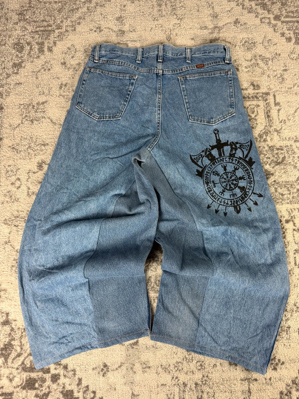 Pantalon baggy jean large skater Japanese balloon streetwear JNCO y2k vintage hip-hop 36US n•101