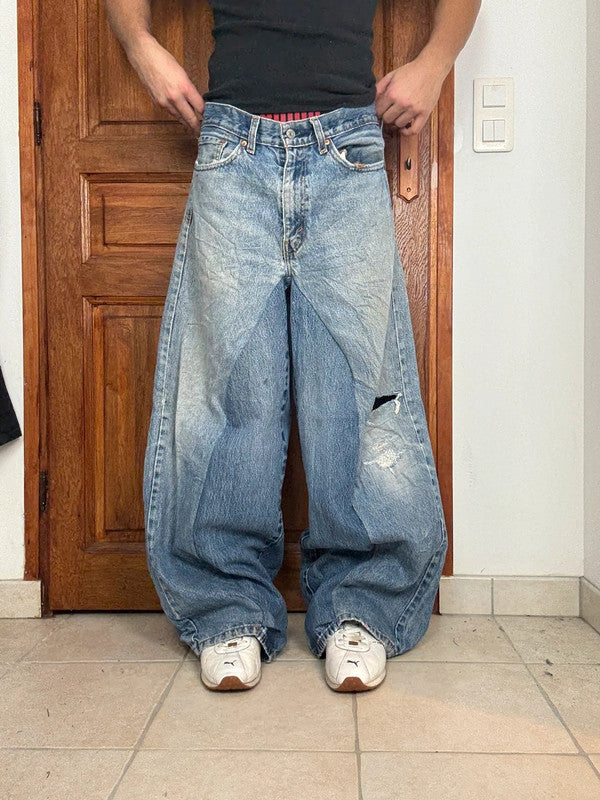Pantalon baggy jean large skater Japanese balloon streetwear JNCO y2k vintage hip-hop 33US n•103
