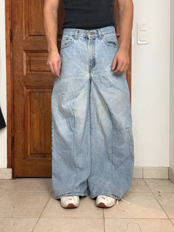 Pantalon baggy jean large skater Japanese balloon streetwear JNCO y2k vintage hip-hop 32US n•105