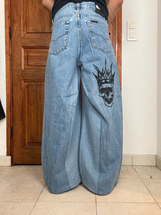 Pantalon baggy jean large skater Japanese balloon streetwear JNCO y2k vintage hip-hop S n•106