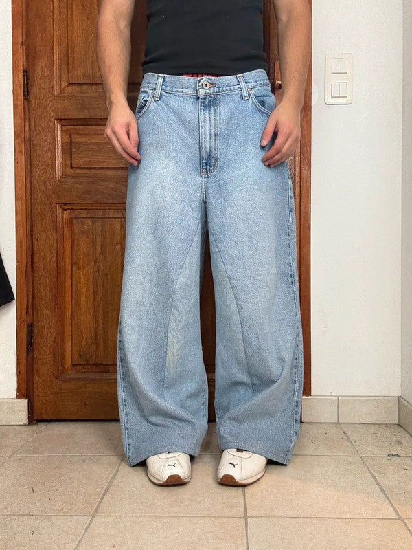 Pantalon baggy jean large skater Japanese balloon streetwear JNCO y2k vintage hip-hop M n•109