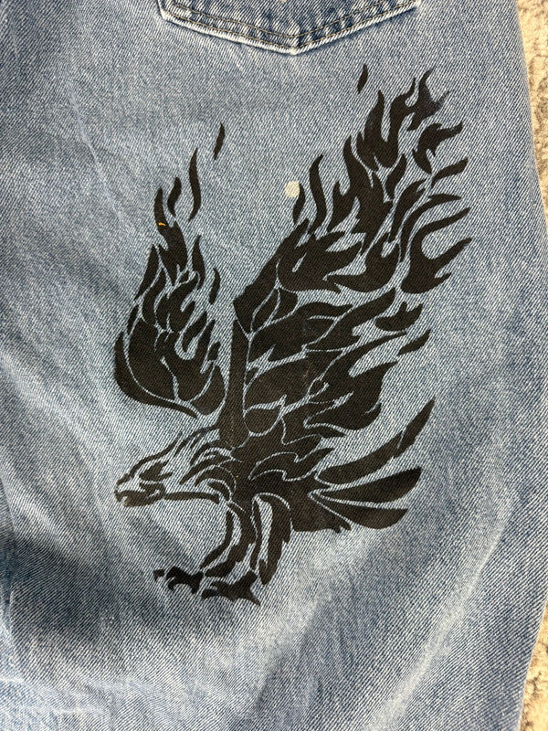 Pantalon baggy jean large skater Japanese balloon streetwear JNCO y2k vintage hip-hop 36US n•112