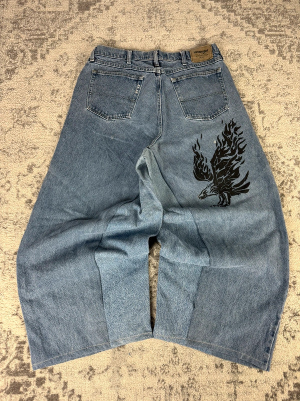 Pantalon baggy jean large skater Japanese balloon streetwear JNCO y2k vintage hip-hop 36US n•112