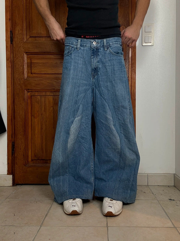 Pantalon baggy jean large skater Japanese balloon streetwear JNCO y2k vintage hip-hop 32US n•115