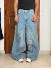 Pantalon baggy jean large skater Japanese balloon streetwear JNCO y2k vintage hip-hop 32US n•122