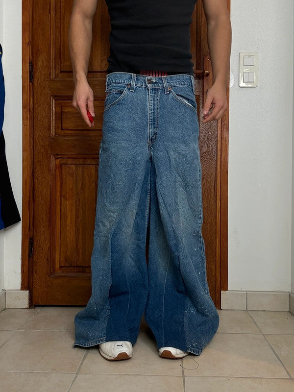 Pantalon baggy jean large skater Japanese balloon streetwear JNCO y2k vintage hip-hop M n•124