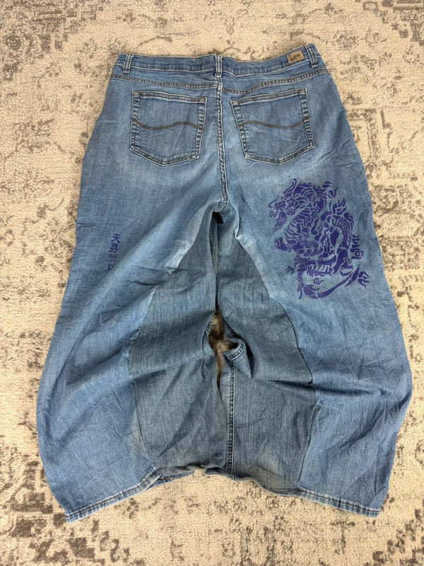 Pantalon baggy jean large skater Japanese balloon streetwear JNCO y2k vintage hip-hop L n•105