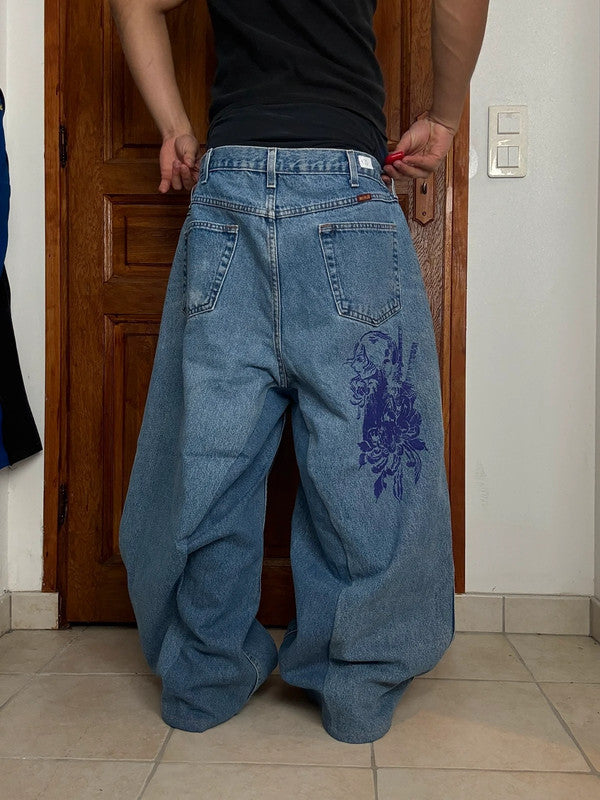 Pantalon baggy jean large skater Japanese balloon streetwear JNCO y2k vintage hip-hop 38US n•127