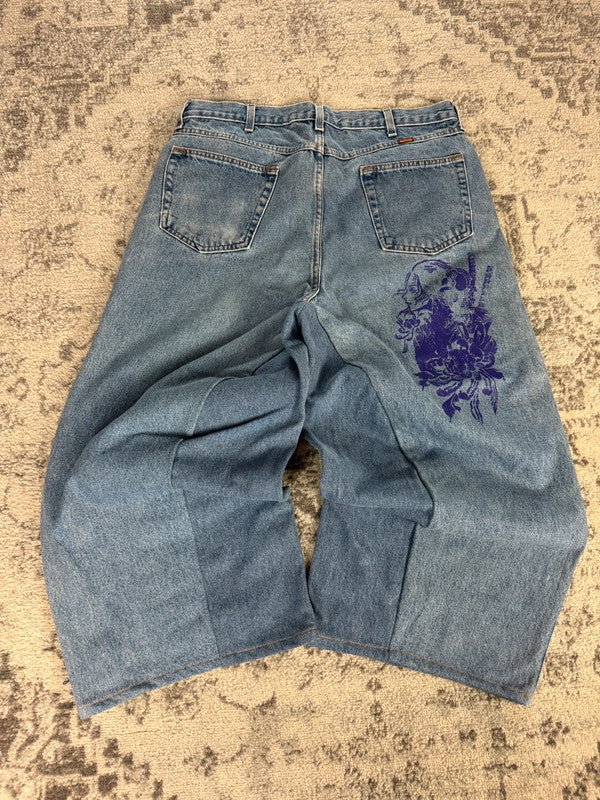 Pantalon baggy jean large skater Japanese balloon streetwear JNCO y2k vintage hip-hop 38US n•127