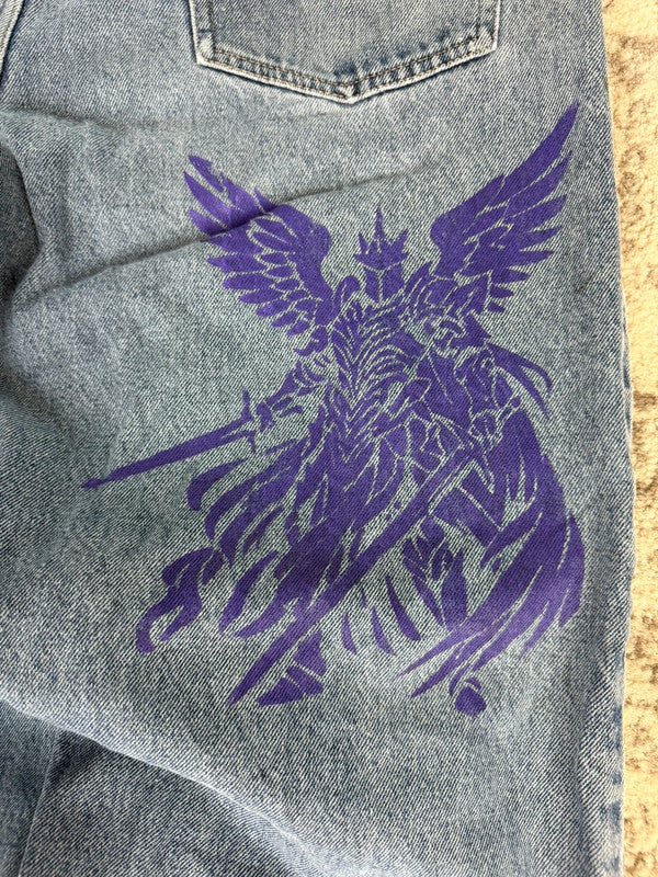 Pantalon baggy jean large skater Japanese balloon streetwear JNCO y2k vintage hip-hop 38US n•128