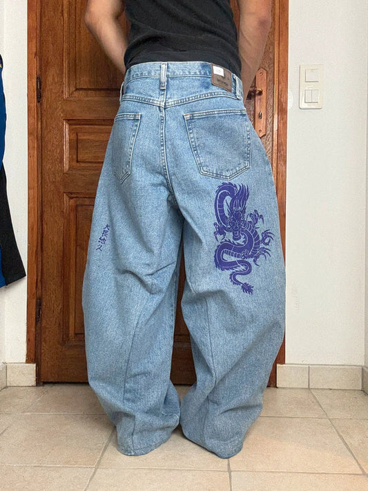 Pantalon baggy jean large skater Japanese balloon streetwear JNCO y2k vintage hip-hop 34US n•129