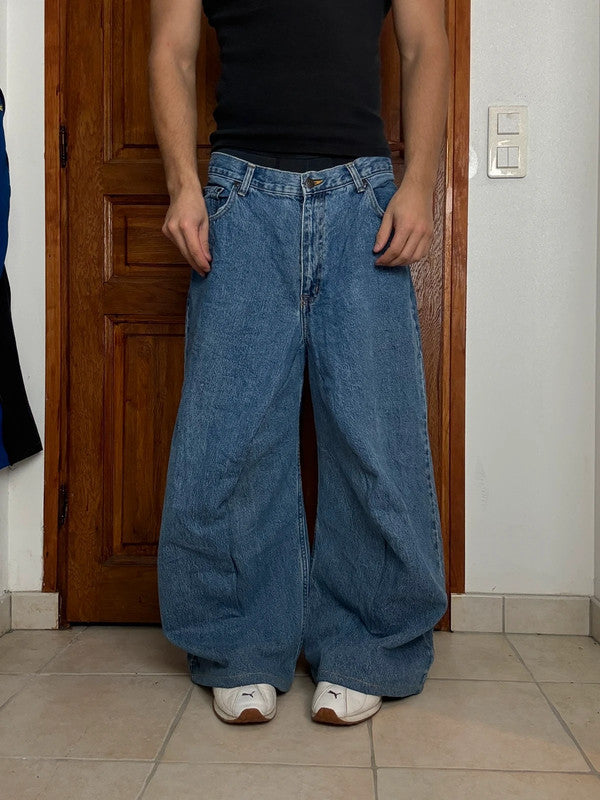 Pantalon baggy jean large skater Japanese balloon streetwear JNCO y2k vintage hip-hop 36US n•130