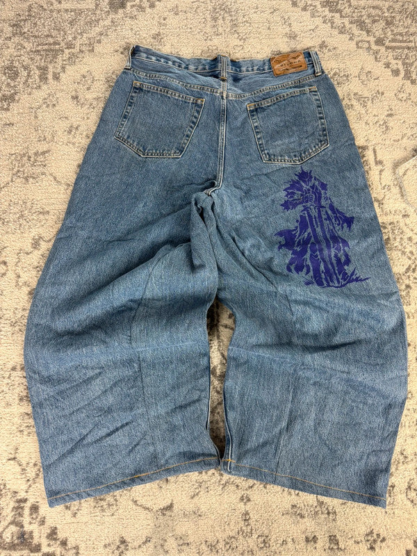 Pantalon baggy jean large skater Japanese balloon streetwear JNCO y2k vintage hip-hop 36US n•130