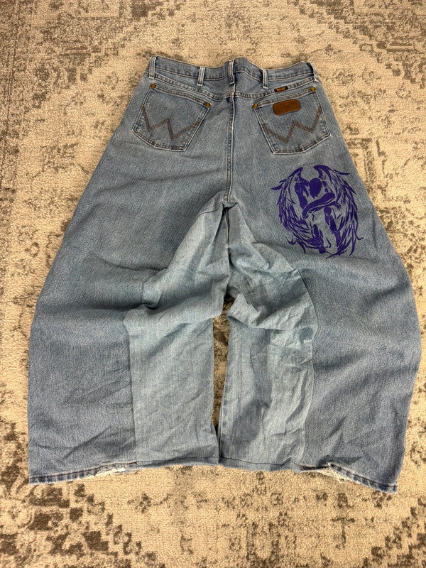 Pantalon baggy jean large skater Japanese balloon streetwear JNCO y2k vintage hip-hop 36US n•131