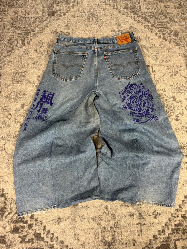 Pantalon baggy jean large skater Japanese balloon streetwear JNCO y2k vintage hip-hop 36US n•132