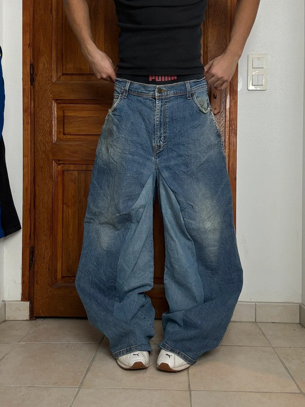 Pantalon baggy jean large skater Japanese balloon streetwear JNCO y2k vintage hip-hop XL n•133
