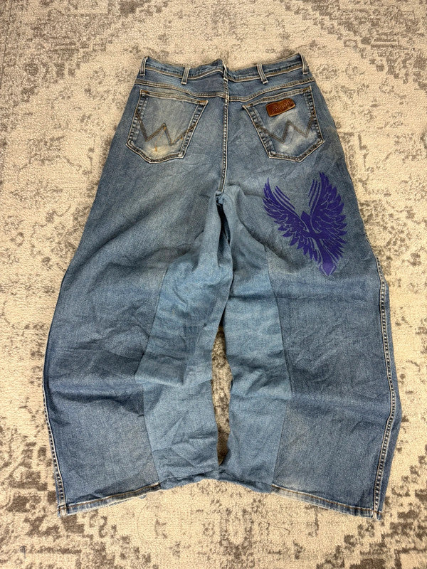 Pantalon baggy jean large skater Japanese balloon streetwear JNCO y2k vintage hip-hop XL n•133