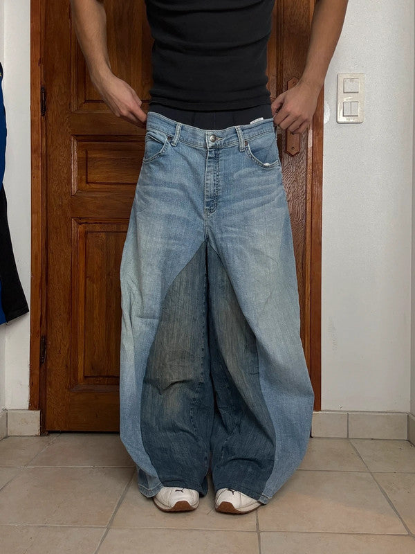 Pantalon baggy jean large skater Japanese balloon streetwear JNCO y2k vintage hip-hop 36US n•134