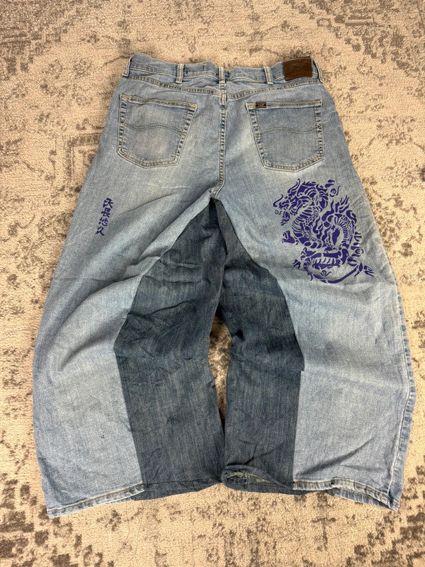 Pantalon baggy jean large skater Japanese balloon streetwear JNCO y2k vintage hip-hop 36US n•134