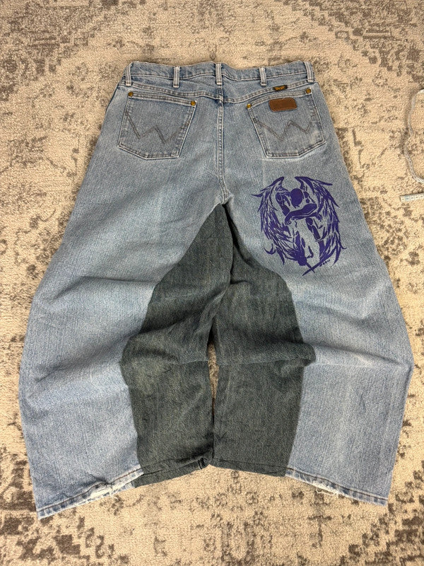 Pantalon baggy jean large skater Japanese balloon streetwear JNCO y2k vintage hip-hop 36US n•135
