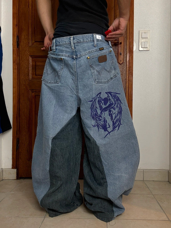 Pantalon baggy jean large skater Japanese balloon streetwear JNCO y2k vintage hip-hop 36US n•135