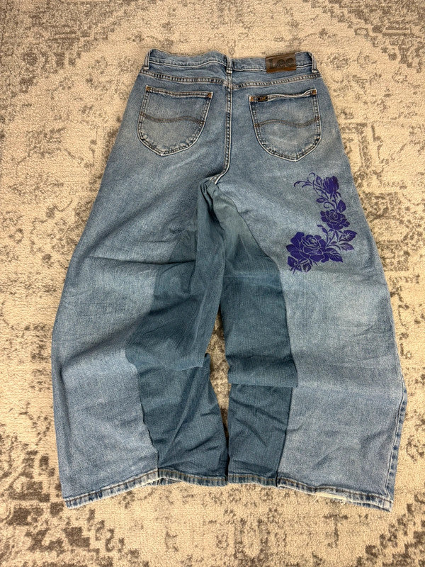 Pantalon baggy jean large skater Japanese balloon streetwear JNCO y2k vintage hip-hop 33US n•136