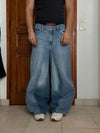 Pantalon baggy jean large skater Japanese balloon streetwear JNCO y2k vintage hip-hop 33US n•136