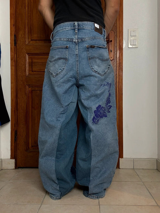 Pantalon baggy jean large skater Japanese balloon streetwear JNCO y2k vintage hip-hop 33US n•136