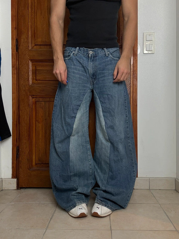 Pantalon baggy jean large skater Japanese balloon streetwear JNCO y2k vintage hip-hop 34US n•137