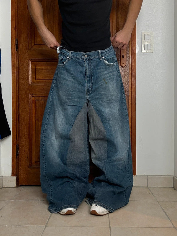 Pantalon baggy jean large skater Japanese balloon streetwear JNCO y2k vintage hip-hop 40US n•138