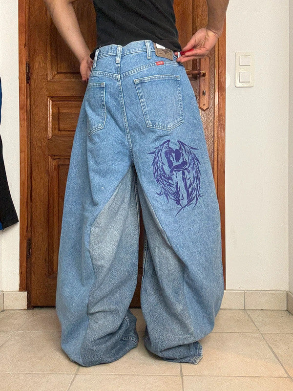 Pantalon baggy jean large skater Japanese balloon streetwear JNCO y2k vintage hip-hop 36US n•139
