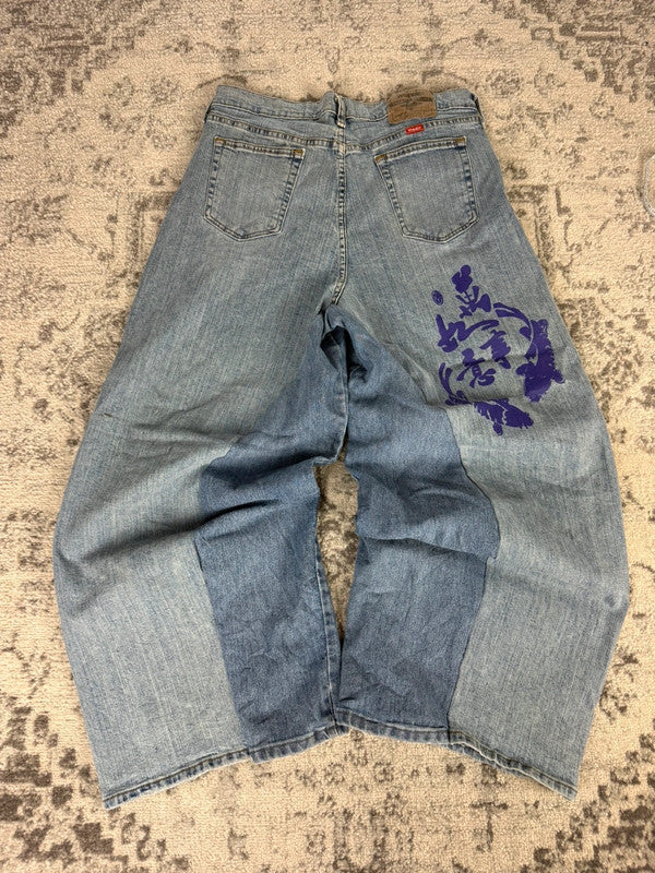 Pantalon baggy jean large skater Japanese balloon streetwear JNCO y2k vintage hip-hop 32US n•140