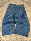 Pantalon baggy jean large skater Japanese balloon streetwear JNCO y2k vintage hip-hop L n•141